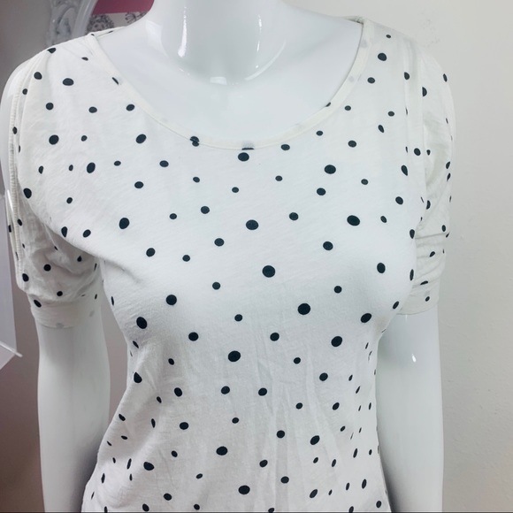 NY&C / White Black Polkadots Cold Shoulder Blouse - Picture 2 of 7